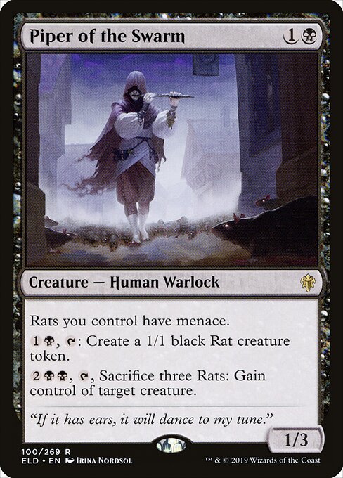 Foil CAD Piper of the Swarm card from the Throne of Eldraine set