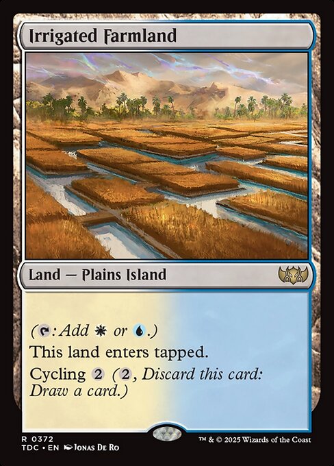 Irrigated Farmland card from the Tarkir: Dragonstorm Commander set