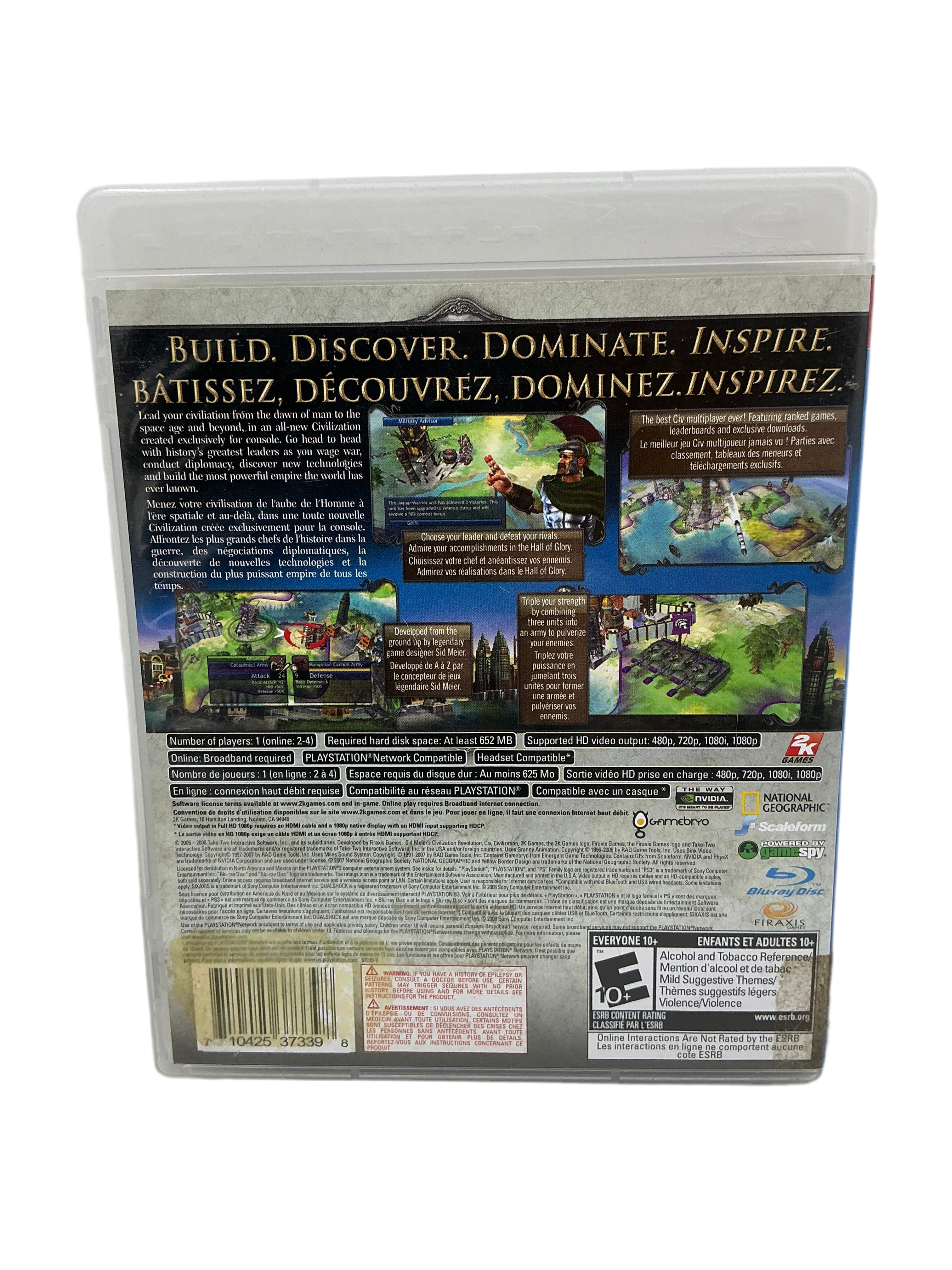 Back cover of a video game with text and graphics on a white background