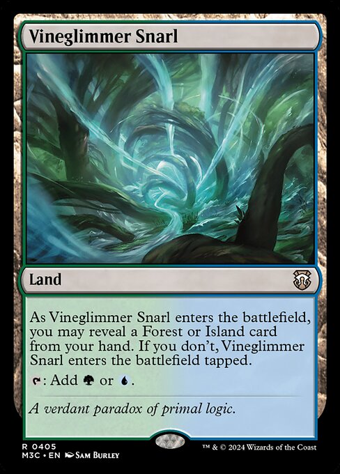 Vineglimmer Snarl card from the Modern Horizons 3 Commander set