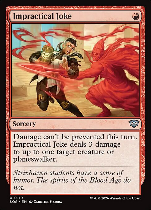Foil Impractical Joke card from the Secrets of Strixhaven set
