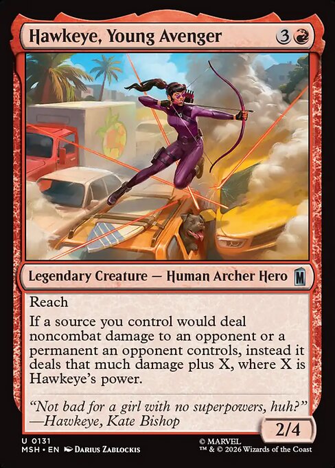 Hawkeye, Young Avenger card from the Marvel Super Heroes set