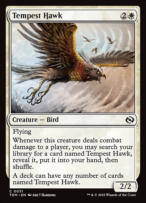 Tempest Hawk card from the Tarkir: Dragonstorm set