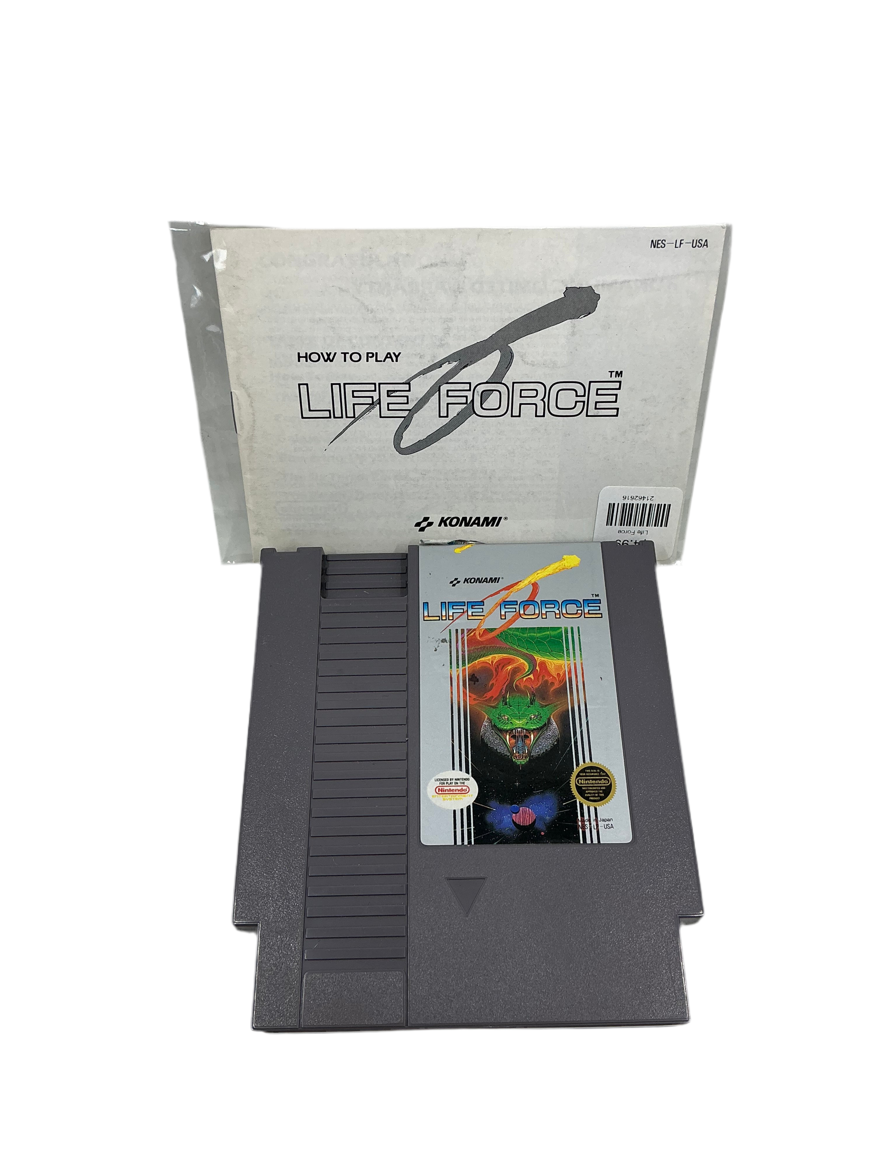 Game cartridge and replacement manual for Life Force on Classic Nintendo.