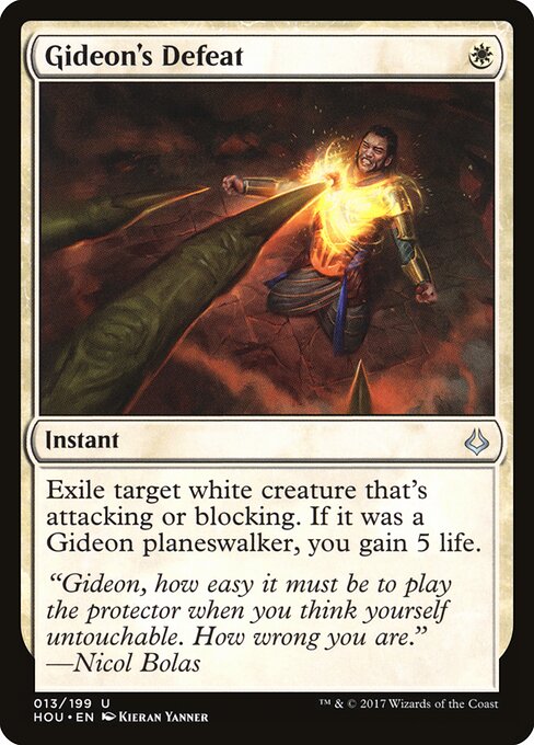 Gideon's Defeat card from the Hour of Devastation set