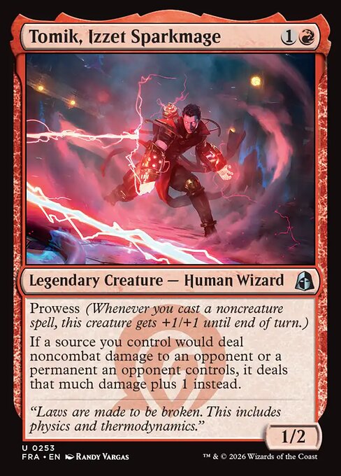 CAD Tomik, Izzet Sparkmage card from the Reality Fracture set