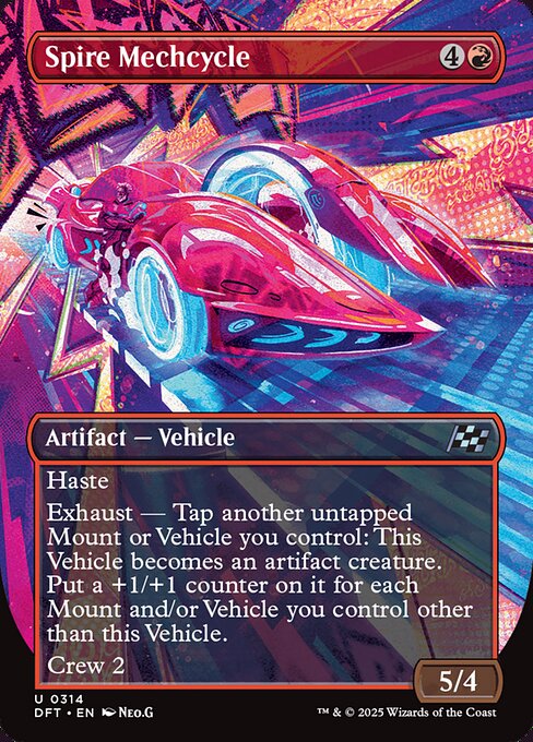 Foil Spire Mechcycle card from the Aetherdrift set