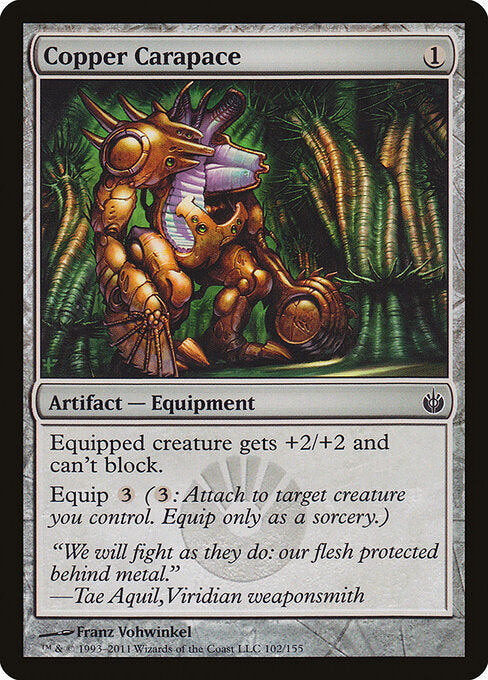 CAD Copper Carapace card from the Mirrodin Besieged set