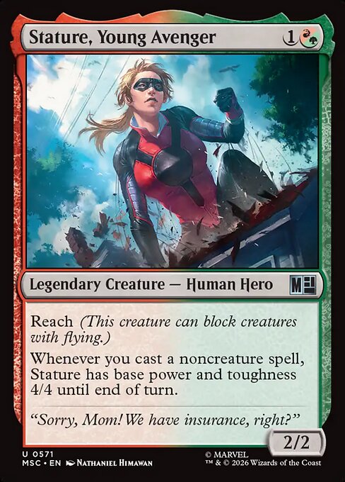 Stature, Young Avenger card from the Marvel Super Heroes Commander set