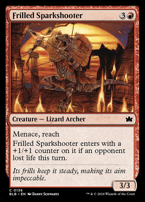 Foil Frilled Sparkshooter card from the Bloomburrow set