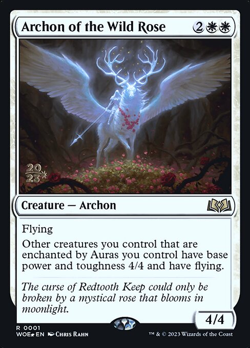 Foil Archon of the Wild Rose card from the Wilds of Eldraine Promos set