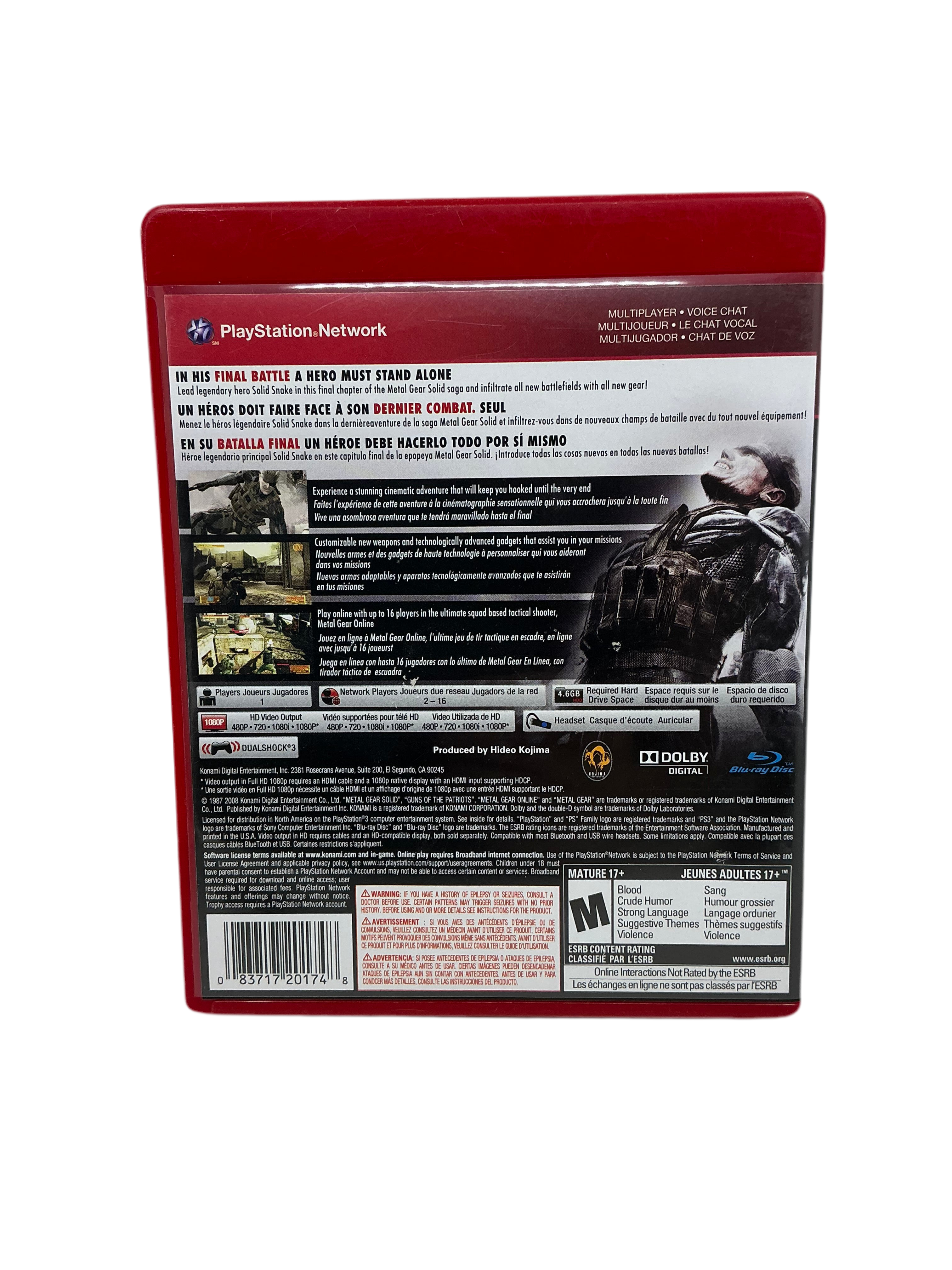 Back cover of a PlayStation game with text and graphics on a white background