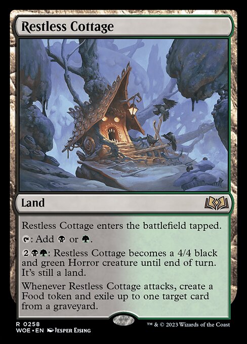 Restless Cottage card from the Wilds of Eldraine set