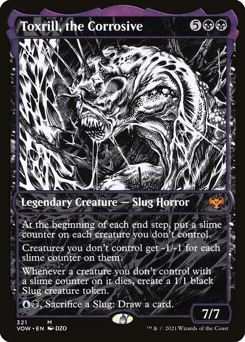 Showcase Toxrill, the Corrosive card from the Innistrad: Crimson Vow set