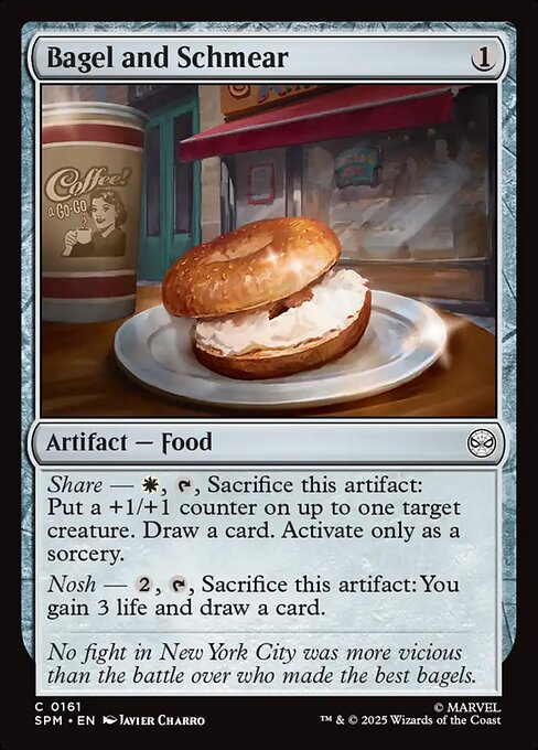 CAD Bagel and Schmear card from the Marvel's Spider-Man set
