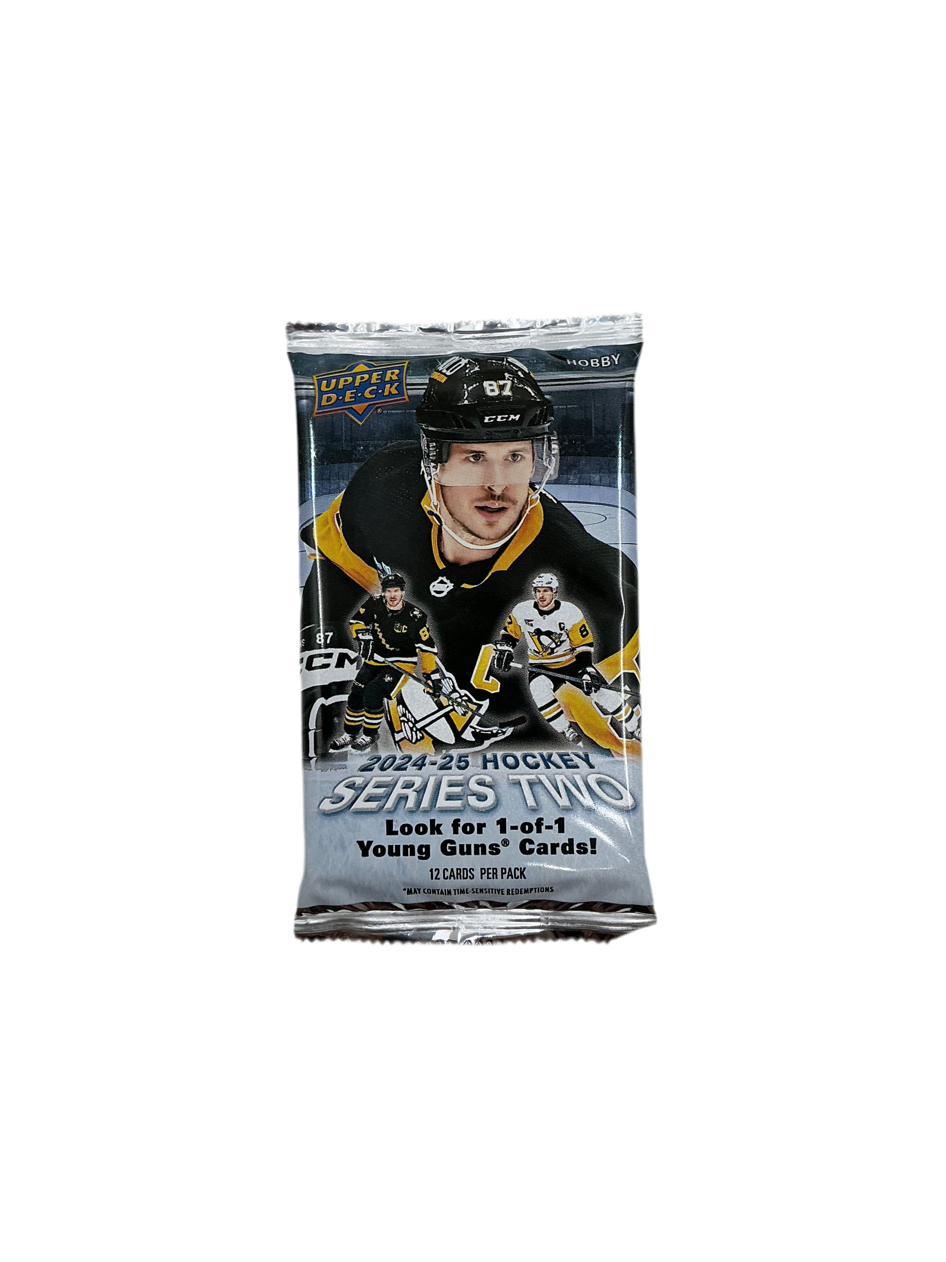 A single pack of Upper Deck Hockey Series Two trading cards from the 2024-2025 set.