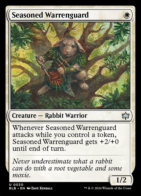Seasoned Warrenguard card from the Bloomburrow set
