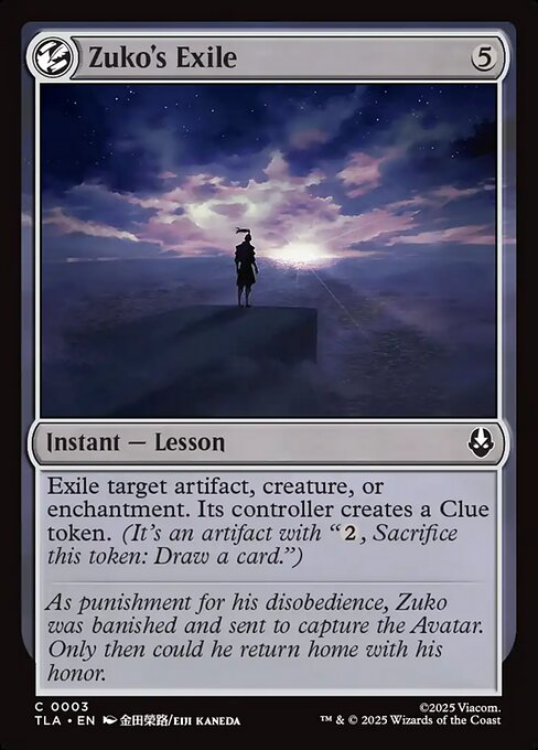 Zuko's Exile card from the Avatar: The Last Airbender set
