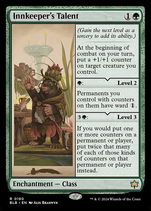 Foil CAD Innkeeper's Talent card from the Bloomburrow set
