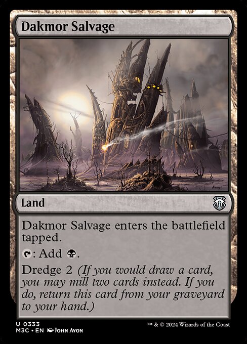 Dakmor Salvage card from the Modern Horizons 3 Commander set