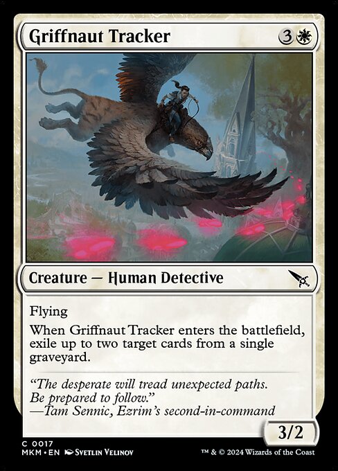 Foil CAD Griffnaut Tracker card from the Murders at Karlov Manor set
