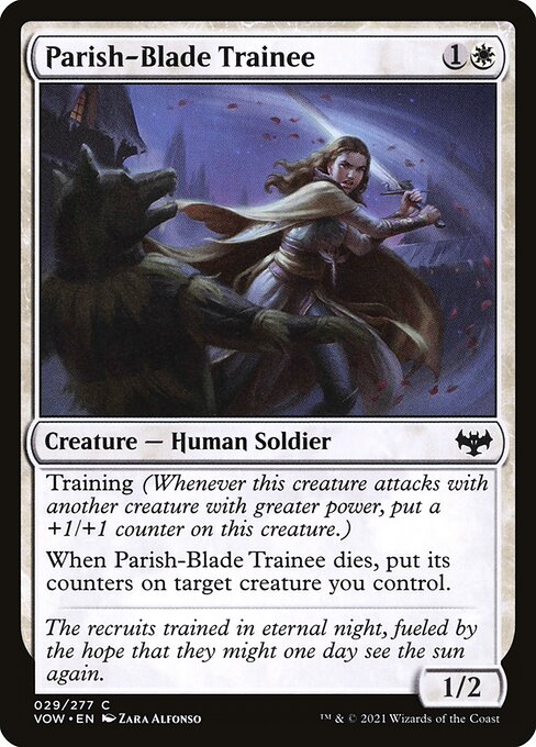 CAD Parish-Blade Trainee card from the Innistrad: Crimson Vow set