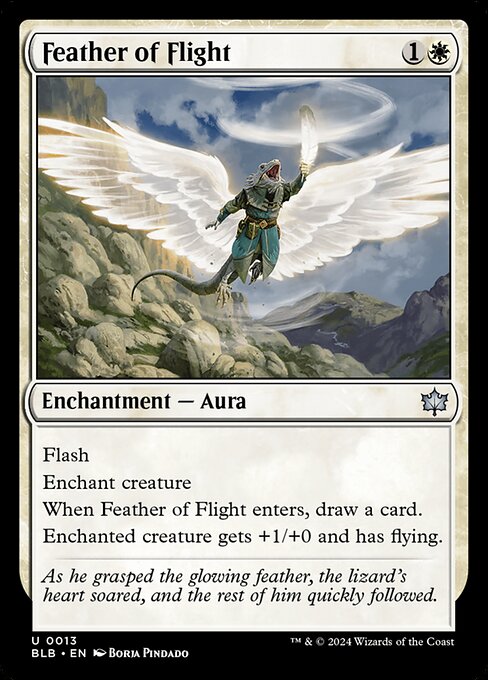 Foil CAD Feather of Flight card from the Bloomburrow set