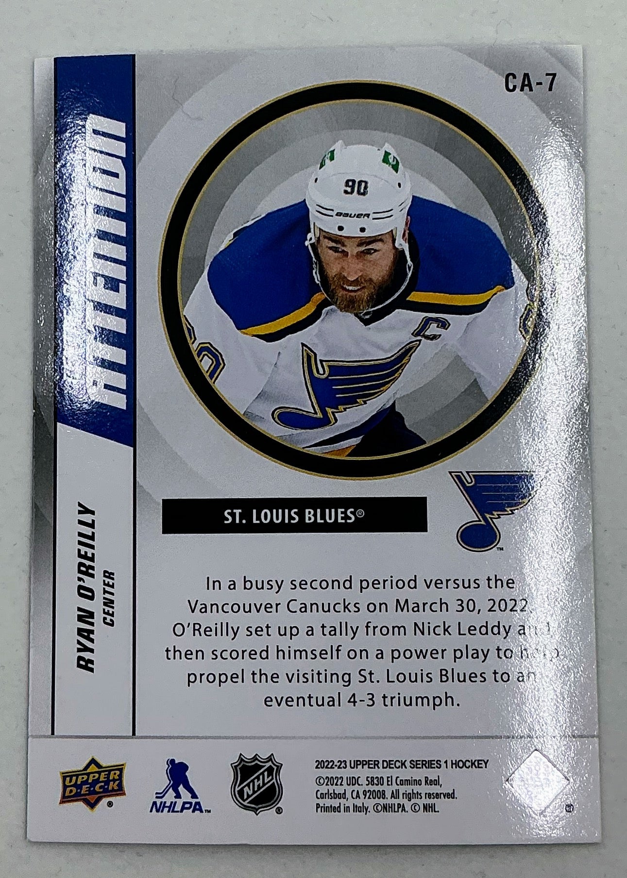 2022 UD Centre of Attention Ryan O'Reilly CA-7