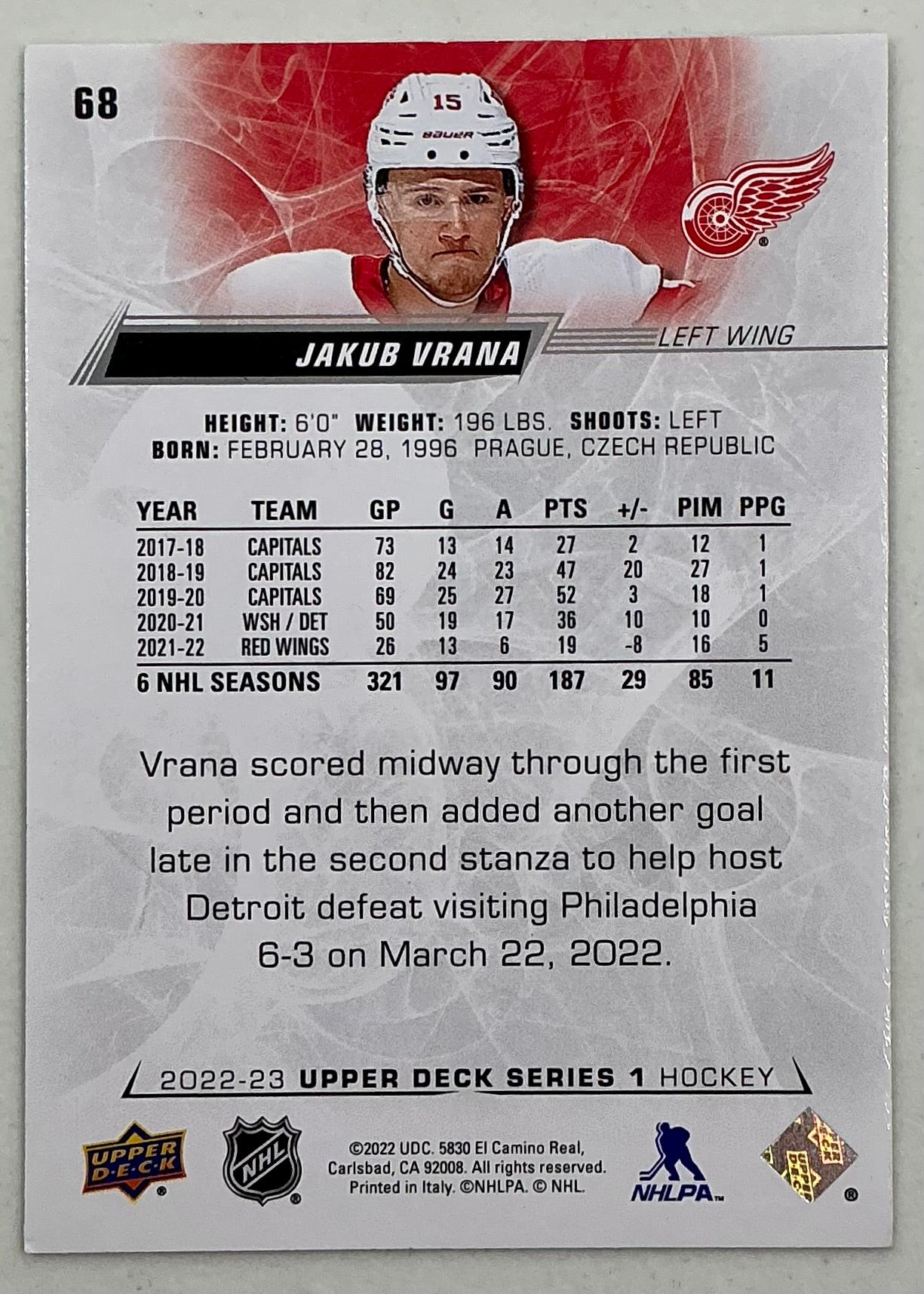 2022-2023 NHL Series 1 Jakub Vrana
