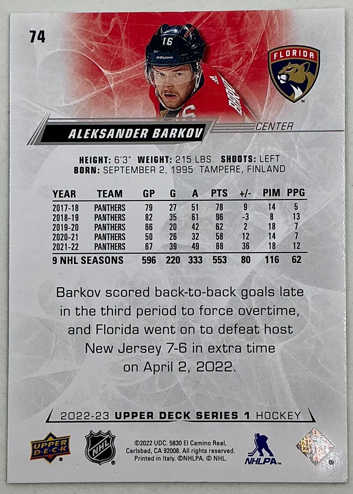 2022-2023 NHL Series 1 Aleksander Barkov