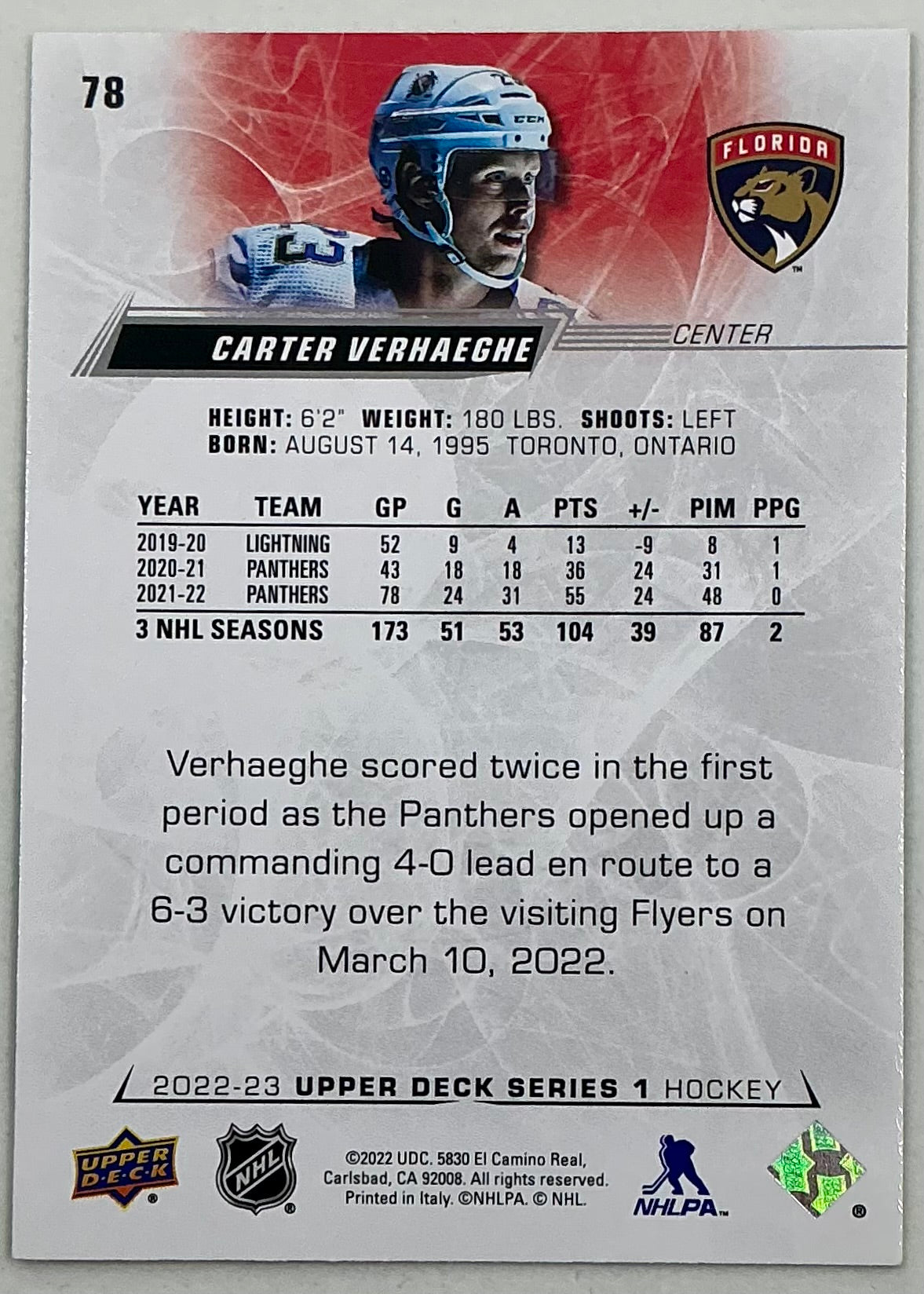 2022-2023 NHL Series 1 Carter Verhaeghe
