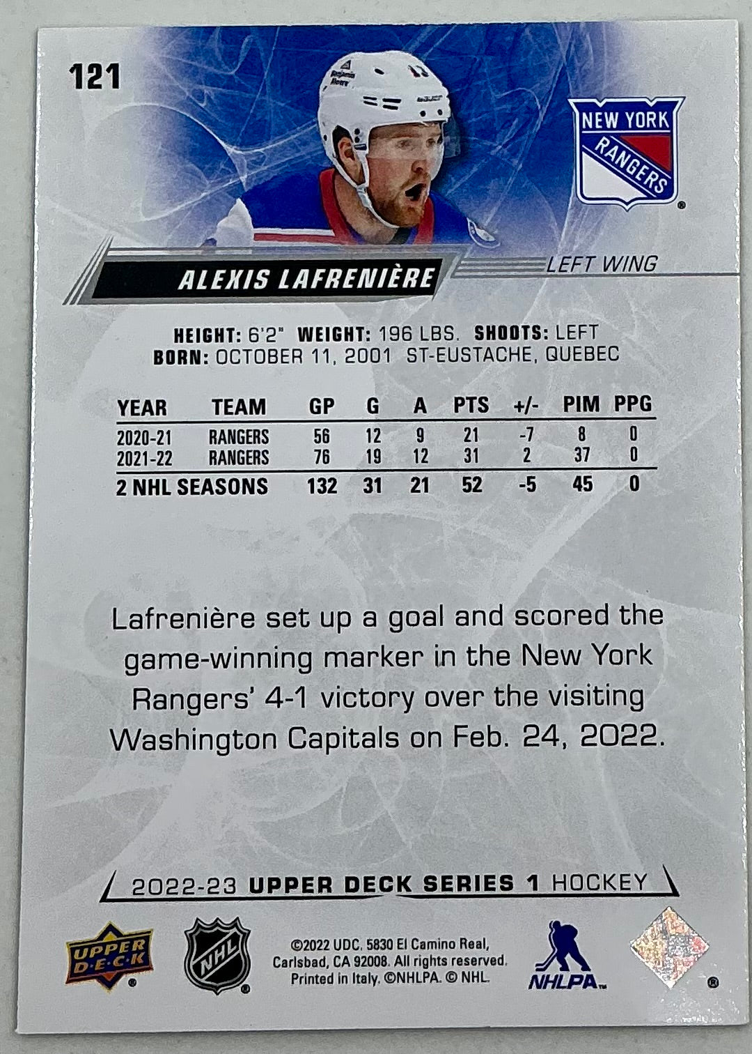 2022-2023 NHL Series 1 Alexis Lafrenière
