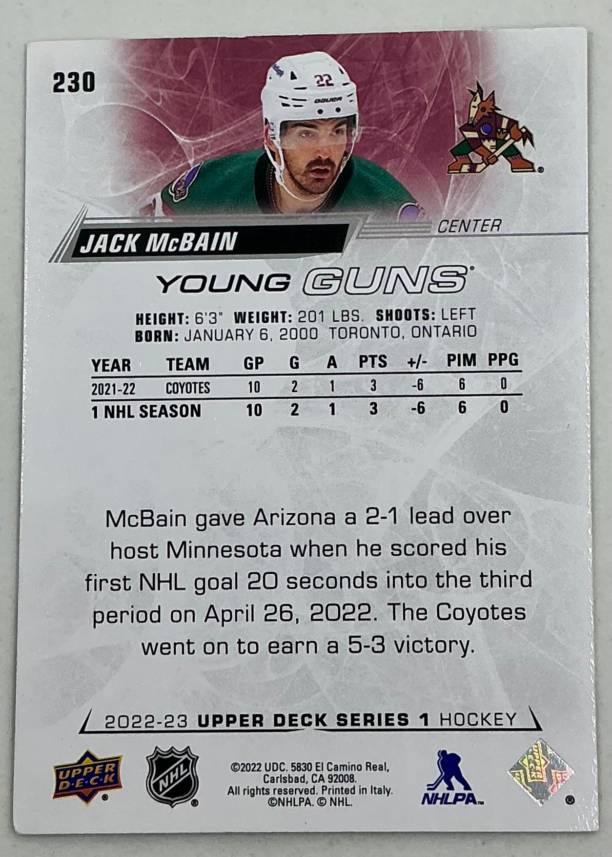 2022-2023 NHL Series 1 YG Jack McBain