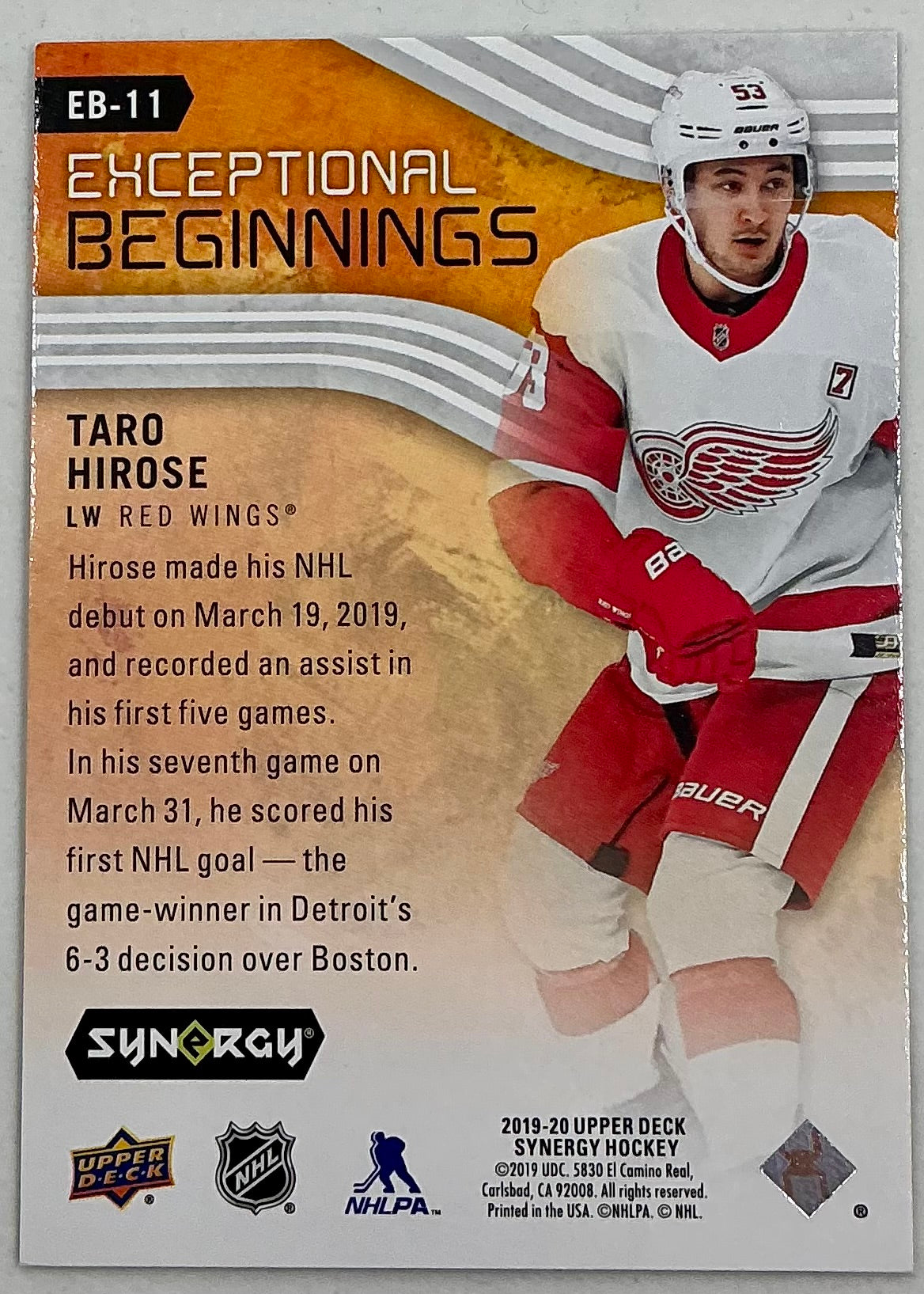 2019-2020 UD Exceptional Beginnings Taro Hirose #EB-11 /399