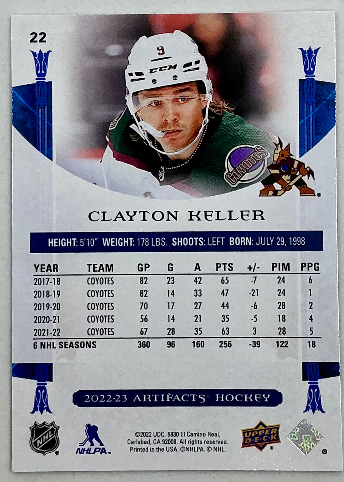 2022-2023 UD Artifacts Clayton Keller #22