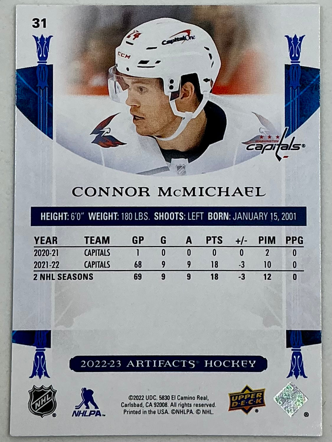 2022-2023 UD Artifacts Connor McMichael #31