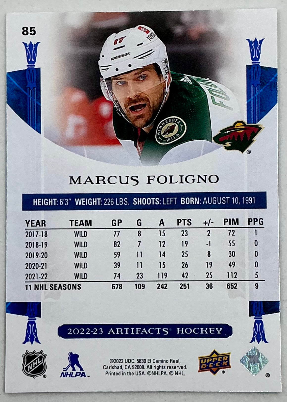 2022-2023 UD Artifacts Marcus Foligno #85