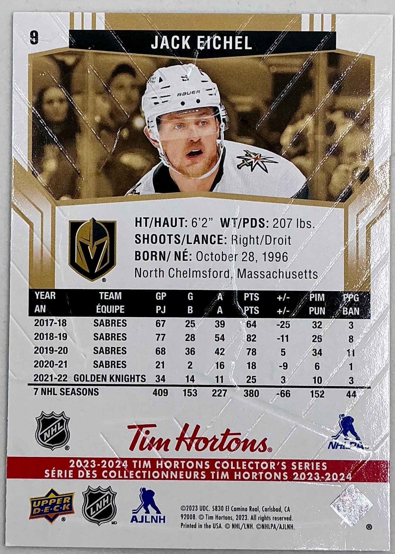 2023-2024 UD Tim Hortons Jack Eichel #9
