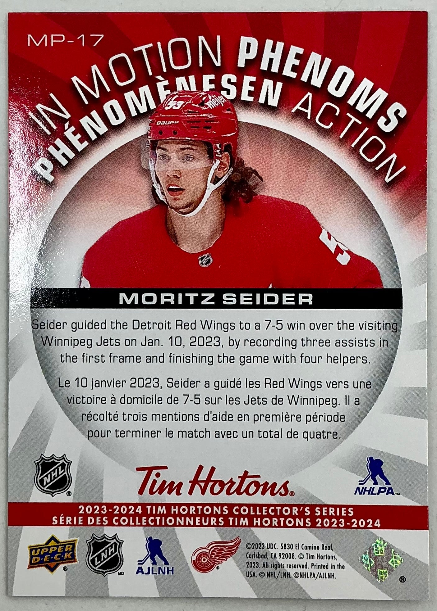 2023-2024 UD Tim Hortons In Motion Phenoms Mortiz Seider MP-17