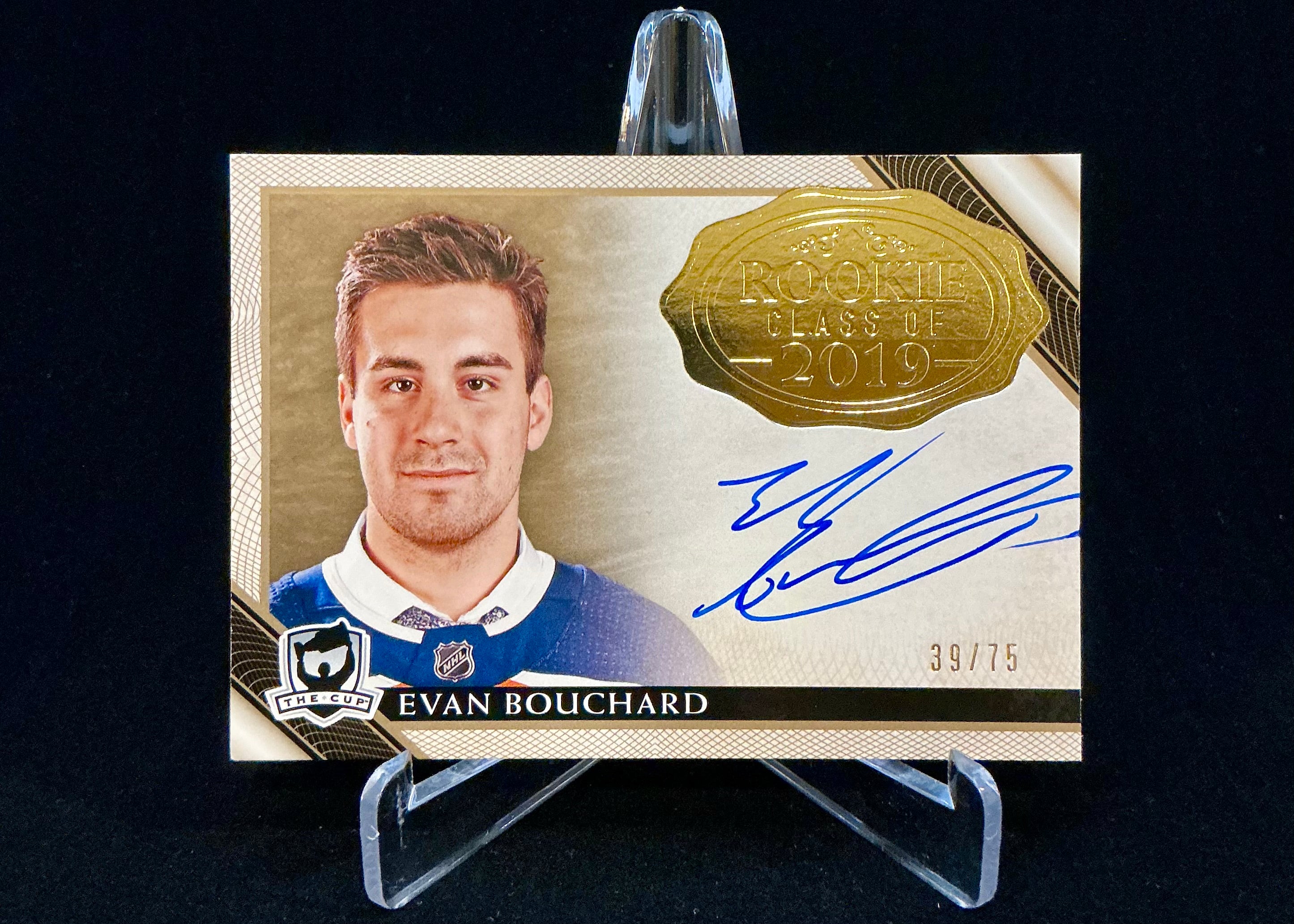 2018-2019 The Cup Rookie Class of 2019 Evan Bouchard Gold Foil Auto /75