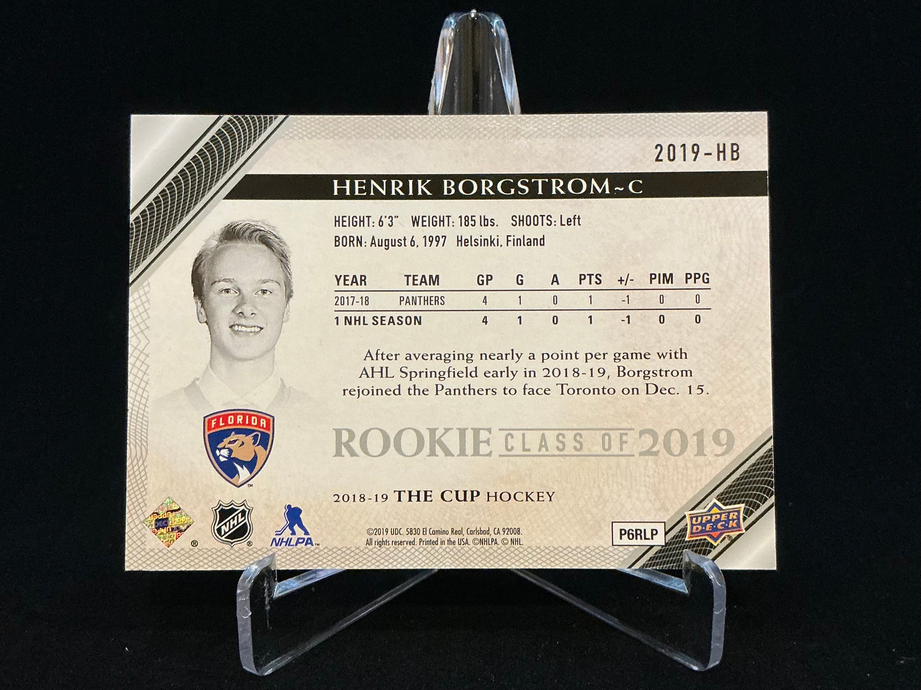 2018-2019 The Cup Rookie Class of 2019 Henrik Borgstrom /249