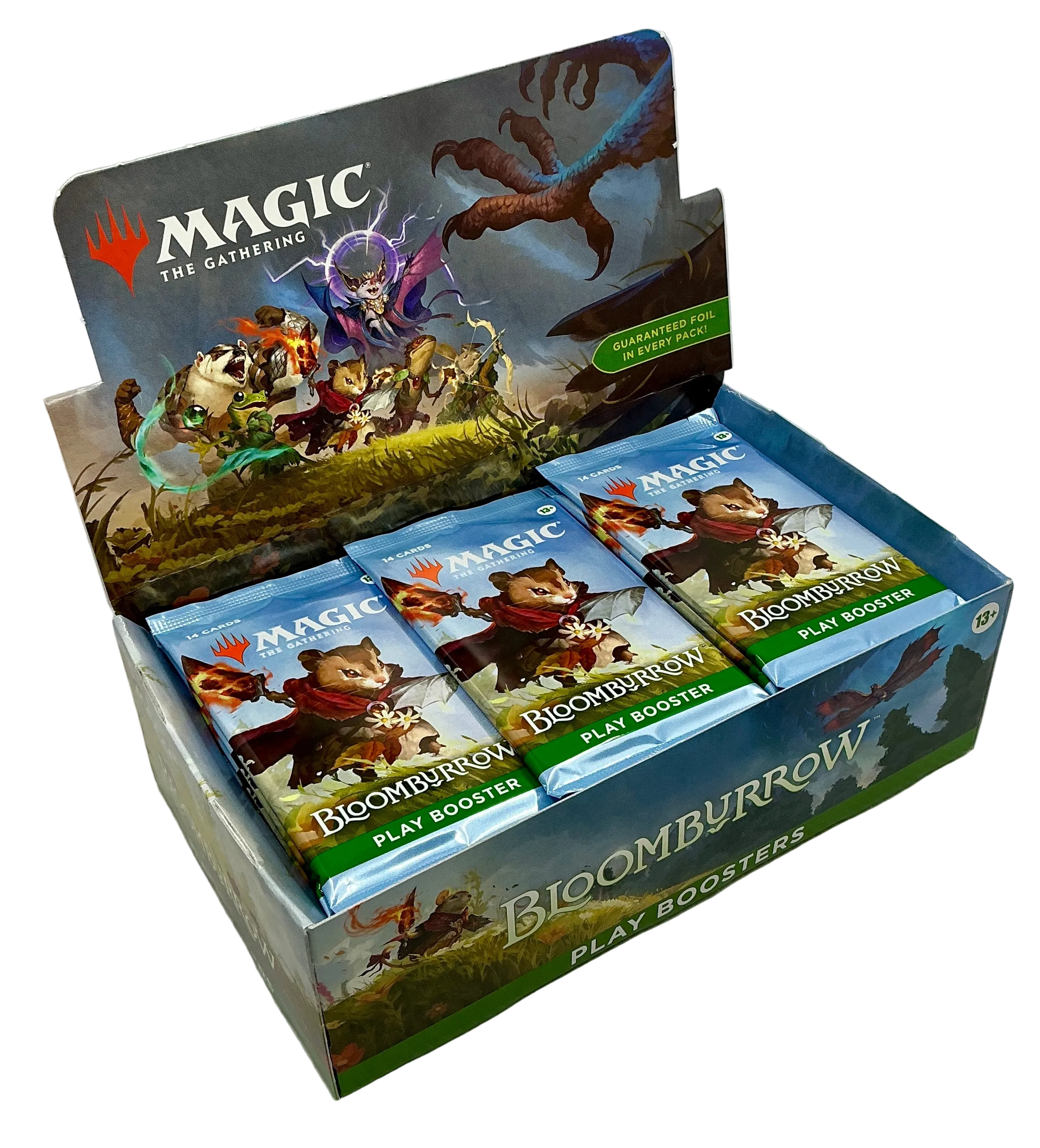 Card game booster pack with 'Magic: The Gathering' branding on a white background
