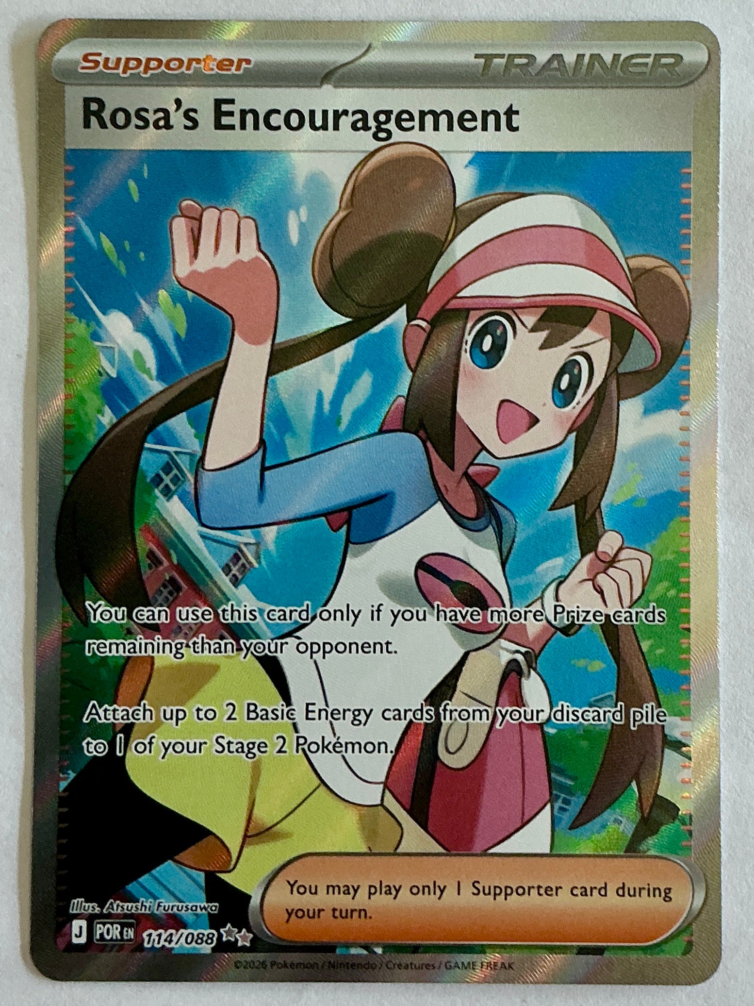 rosa pokemon trainer card Rosa's Encouragement 114/088 Style:Front & Back + Holo freebies natural variations in centering Collecting Magic: The Gathering®