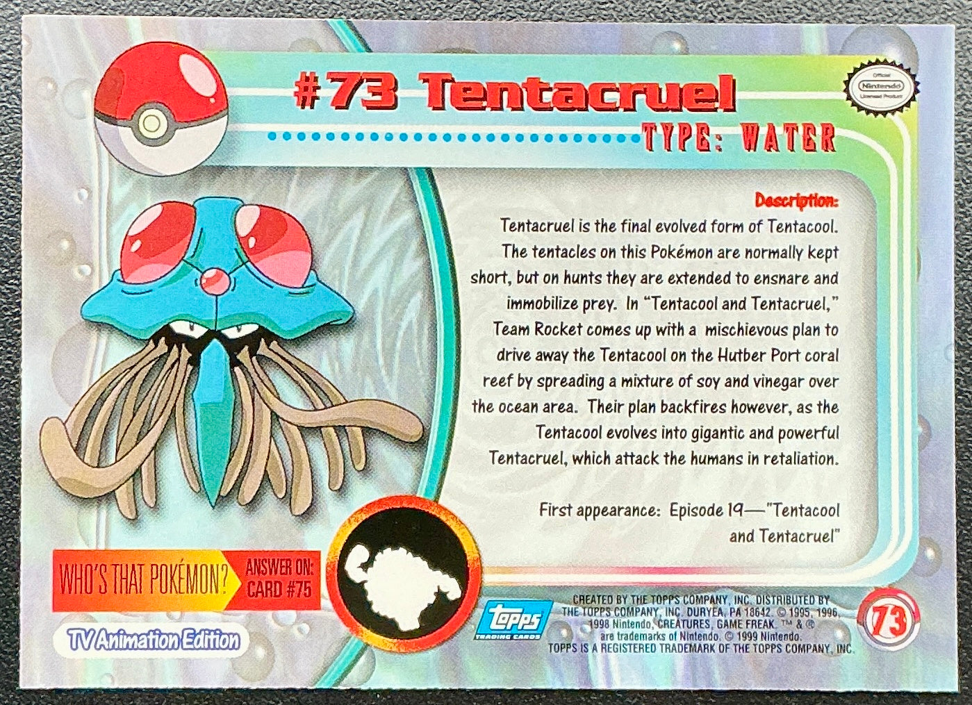 Pokémon Topps Tentacruel #73 Series 1 (Blue Logo)