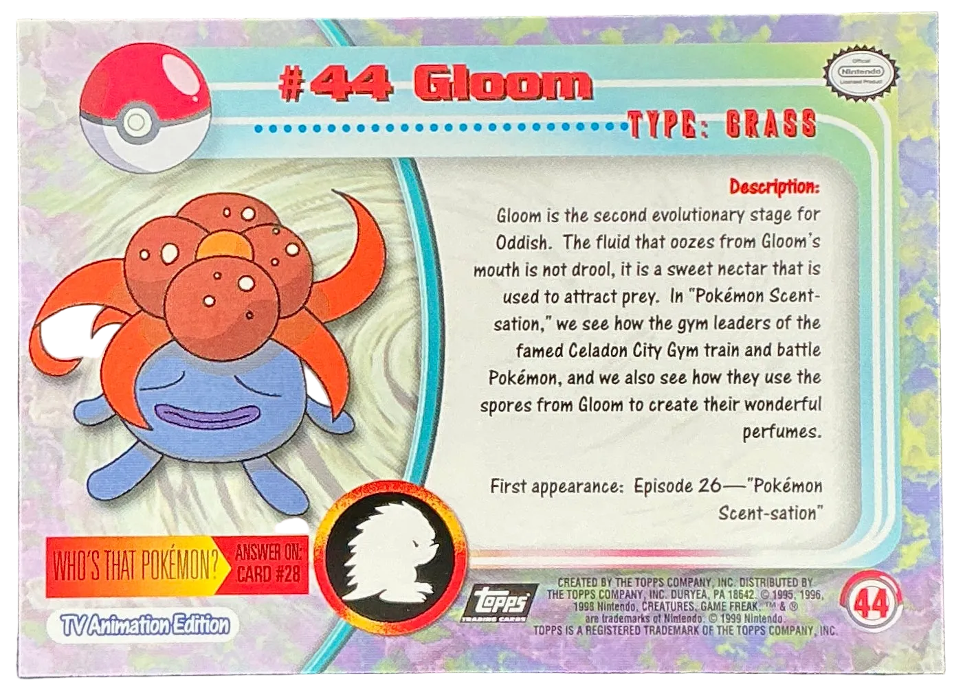 Pokémon Topps Gloom #44 Series 1 (Black Logo)