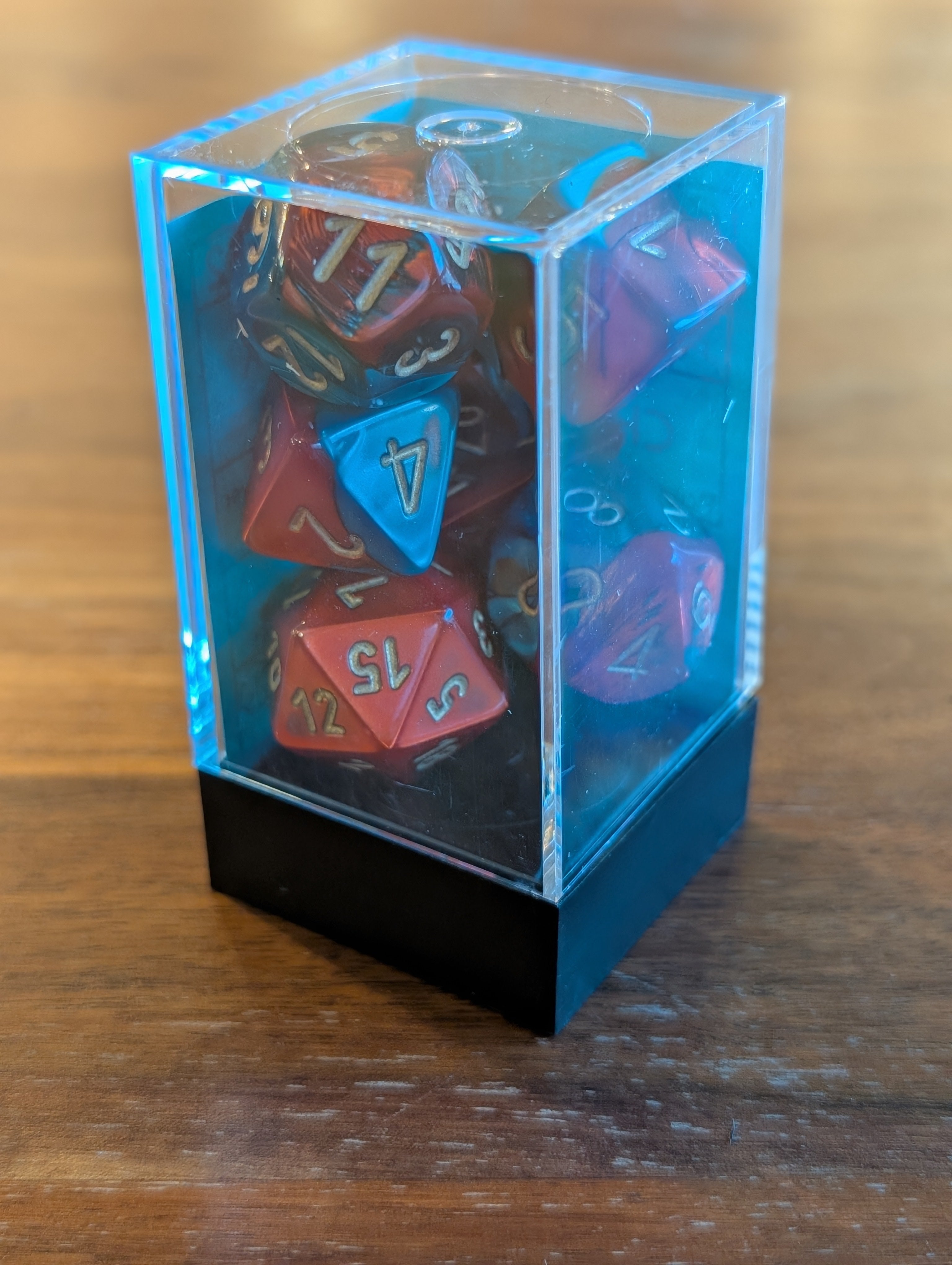 Chessex Red-Teal (Gold) Polyhedral Dice
