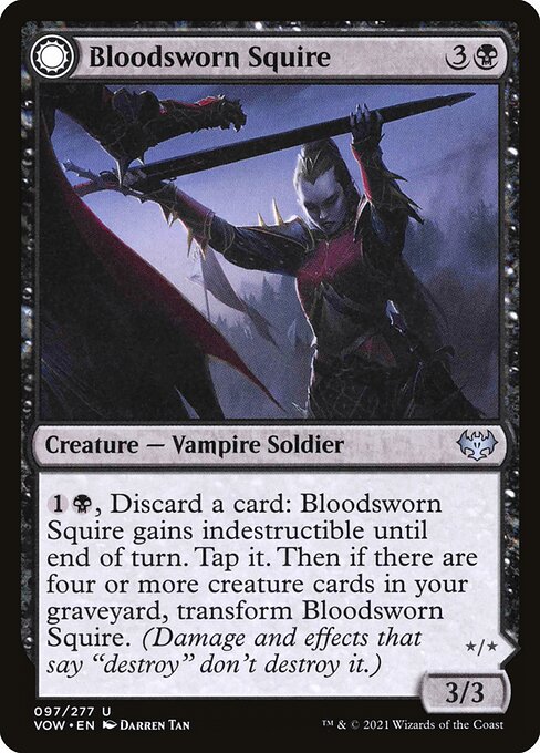 CAD Bloodsworn Squire // Bloodsworn Knight card from the Innistrad: Crimson Vow set