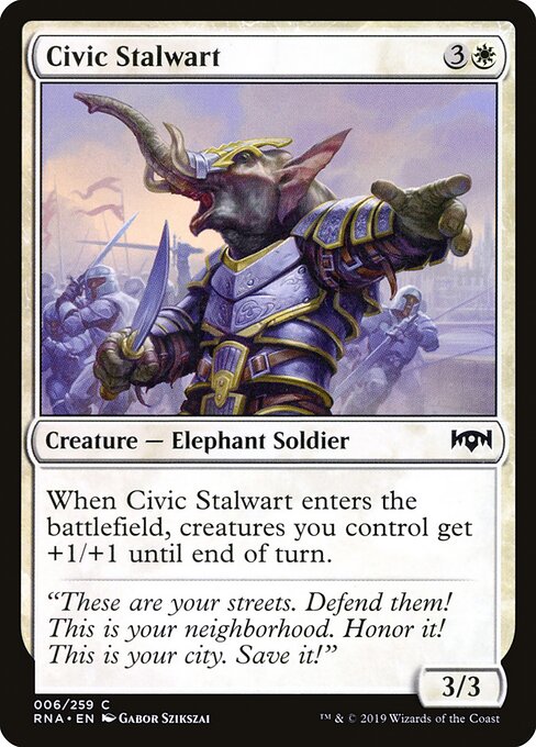 Civic Stalwart card from the Ravnica Allegiance set