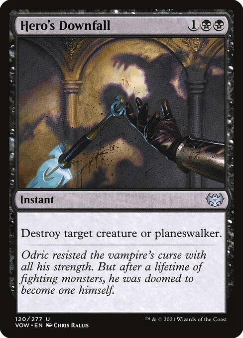 CAD Hero's Downfall card from the Innistrad: Crimson Vow set