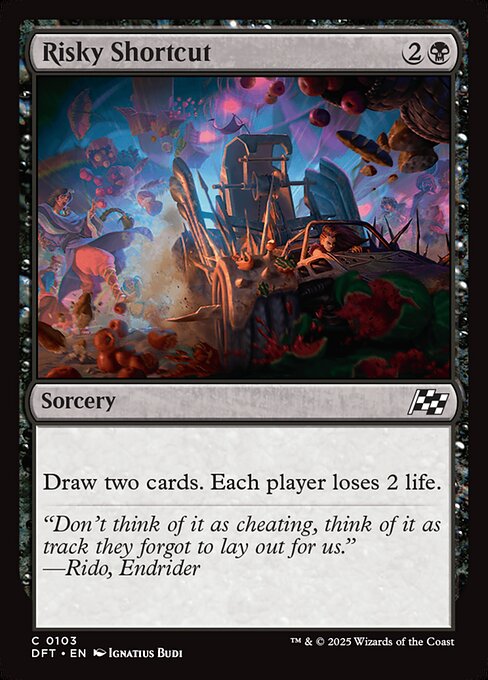 Foil Risky Shortcut card from the Aetherdrift set